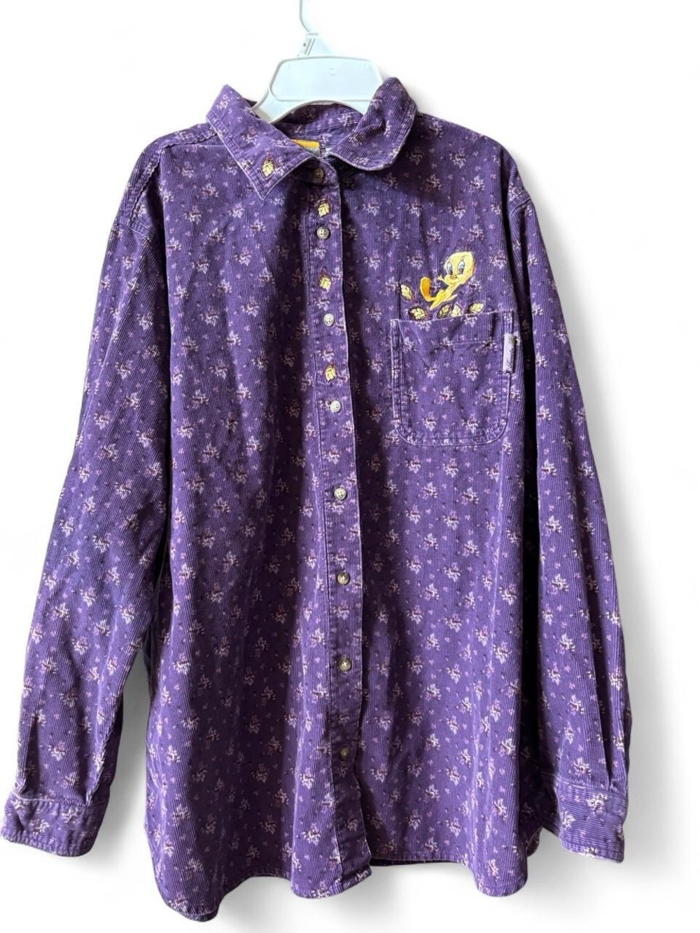 Vintage Y2K Purple Tweety Pocket Button-Up